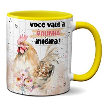 Imagem de Caneca Você Vale Galinha Inteira Tem Amizade Que Vale A Pena (Amarela)
