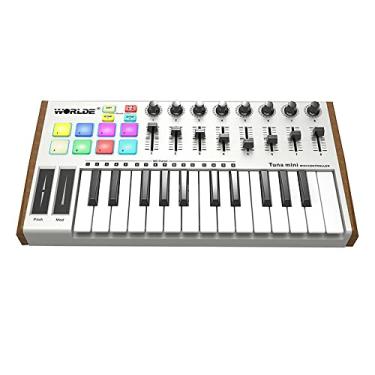 Imagem de Chusui TUNA MINI Ultra-Portátil de 25 Teclas USB Teclado Controlador MIDI 8 RGB Backlit Trigger Pads com 6.35mm Pedal Jack