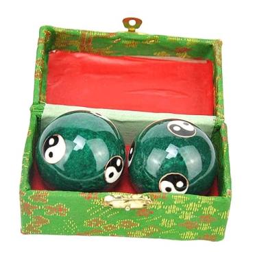 Imagem de Dynwave 2 pçs bolas de massagem para as mãos bolas chinesas com caixa de armazenamento exercitador de fitness durável suave portátil bolas de handebol, Gossip Green
