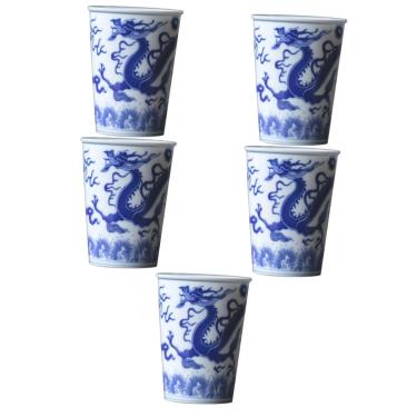 Imagem de Yardwe 5 Unidades De Cola Xícaras De Chá Pequenas De Café De Saquê Japonês Caneca De Cerveja Xícara De Chá De Kung Fu Copos Azuis Xícara De Capuccino Cerâmica Amantes Graça