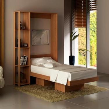 Imagem de Cama De Solteiro Articulável Para Quarto Sala com Nichos Cor: Amêndoa