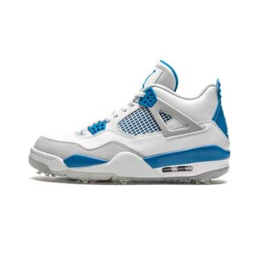 Imagem de Nike Tênis masculino Air Jordan 4 Retro Cactus Jack University azul/preto camurça, Branco/azul militar, 10.5