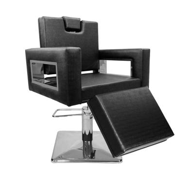 Imagem de Cadeira Poltrona de Cabeleireiro Moderna Inox Ap Preto