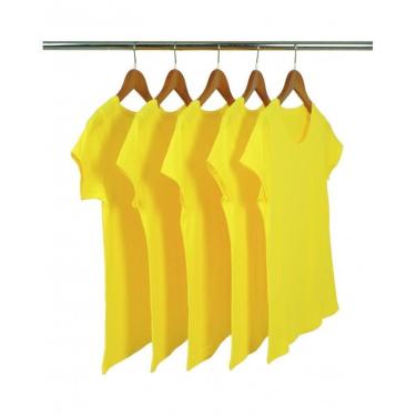 Imagem de Kit 5 Camisetas Femininas de Algodão Premium Baby Look Básica Lisa-Feminino