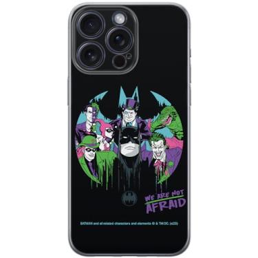Imagem de ERT GROUP Capa de celular para iPhone 15 PRO MAX Original e oficialmente licenciada DC padrão Batman 100 perfeitamente adaptada à forma do celular, capa feita de TPU