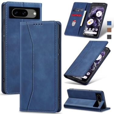 Imagem de Jasonyu Flip Carteira Capa para Google Pixel 8,Capinha Folio Magnética de Couro com Suporte para Cartão,Suporte para Chute - Protetora Durável de TPU à Prova de Choque para Telefone,Azul