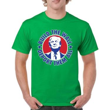 Imagem de Camiseta masculina Donald Trump 2024 Build The Wall Deport Them All MAGA America First FJB Republican President 47, Verde, M
