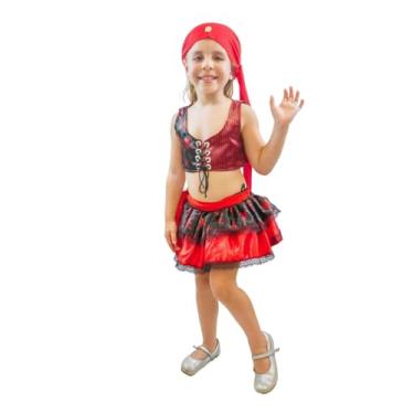 Imagem de Fantasia de Pirata Feminina Infantil Com Cinto e Bandana (P - 2 a 4 Anos)