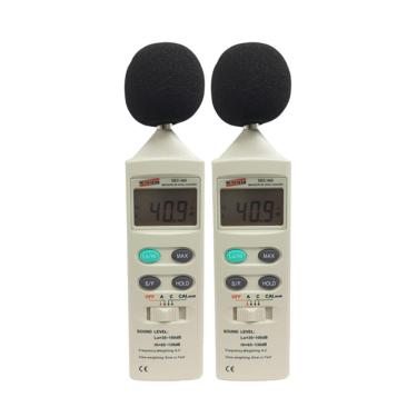 Imagem de Kit 2 Decibelímetro Digital Acústico 35 A 130Db Calibrador Interno Dec-460 Portátil Instrutherm Estojo Protetor Vento