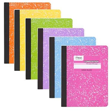 Imagem de Livro de Composição Mead, 6 Pares de Cadernos de Composição Amplos, Papel de Regras Largo, 100 Folhas (200 Páginas), Caderno de Cores Pastel