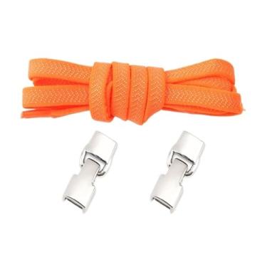 Imagem de Elastic Laces Sneakers Hook Locks Shoelaces Without Ties Wide Flats Creative No Tie Shoe Laces Kids Adult Shoelace (Color : Orange)
