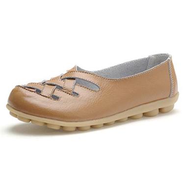 Imagem de VenusCelia Mocassim feminino confortável para caminhada casual, Tan, 7