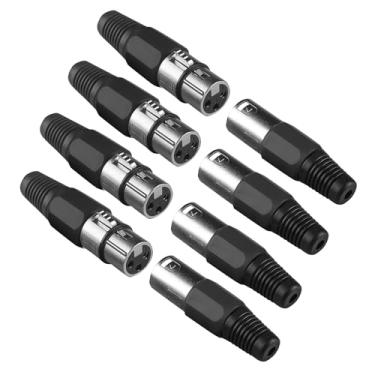 Imagem de (Pacote com 4) plugue de cabos XLR de 3 pinos, cabo DMX, plugue conector XLR para fio de sinal DMX ou microfone de áudio