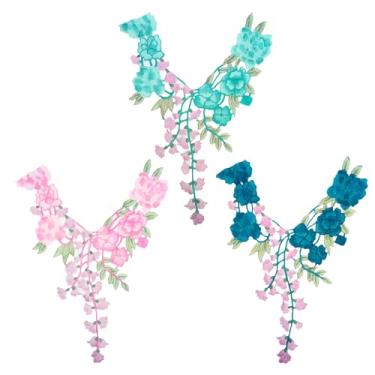 Imagem de Ximimark 3 peças de tecido bordado flor veia renda aplique de costura renda renda gola gola aplique acessórios