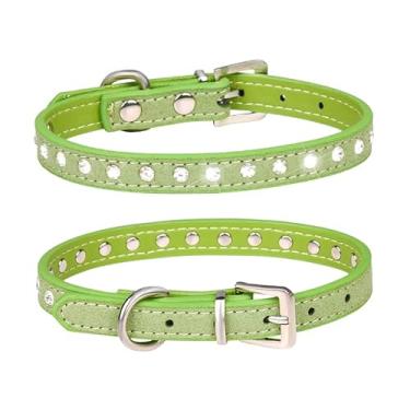 Imagem de Bbmmayy Coleira de cachorro com diamante de cristal colorido Bling Girl Puppy Cat Collars Pet Gifts (PP, verde)