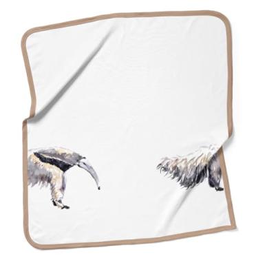 Imagem de Coisas de Nine Flufi Bicho Tamanduá Quatro Camadas de Algodão, Único, Branco com Estampa de Tamanduá