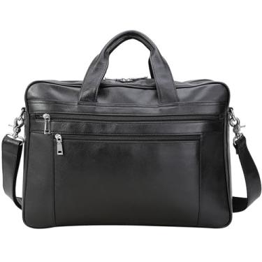Imagem de Bolsa mensageiro masculina de couro de 43 cm para laptop, bolsa grande, bolsa de ombro, retrô, escritório, faculdade, computador, a
