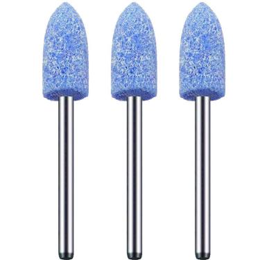 Imagem de Kit 3 Ponta Montada 8Mm Azul Bala Haste 3Mm Micro Retífica