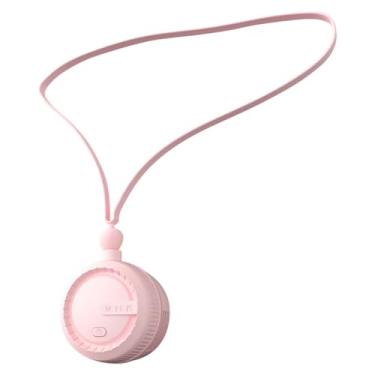 Imagem de Waillynice Ventilador de pescoço portátil sem lâminas, 3 velocidades, carregamento USB, ventilador usável, ajustável, rotação de 360 graus para viagens de escritório em casa (rosa)