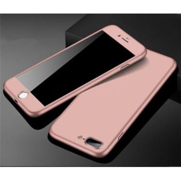 Imagem de Capa de telefone 360 completa para iPhone 13 5S 7 8 Plus 11 12 Pro Mini XS Max XR Capa protetora para iPhone 6 XR SE Capa com vidro, ouro rosa, para iphone 6S Plus