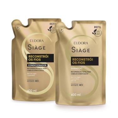 Imagem de Eudora Kit Siàge Reconstrói os Fios: Refil Condicionador 400ml + Shampoo 400ml