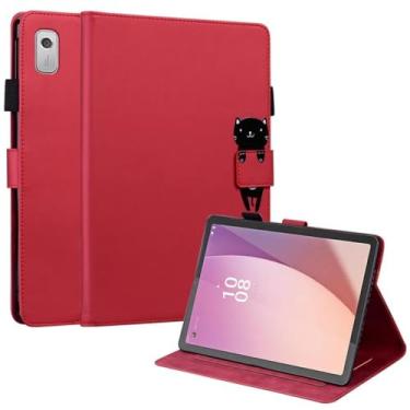 Imagem de Capa para Lenovo Tab M9 2023 fofo gato panda pintado macio TPU magnético capa para tablet Funda Lenovo Tab M9 TB310FU capa infantil (vermelho, para Tab M9 TB-310FU)