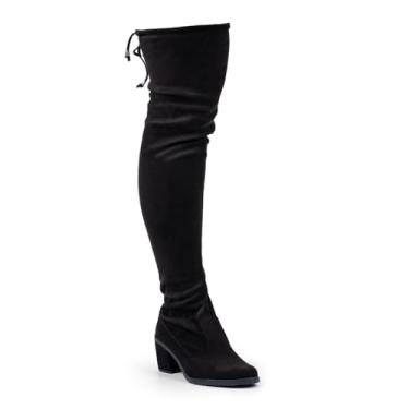 Imagem de Bota Over The Knee Feminina Napa Camurça Stretch Salto (Preto, BR, Adulto, Numérico, 35)