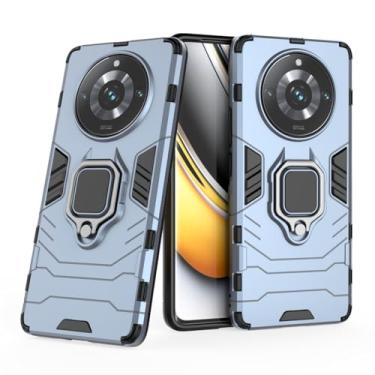 Imagem de Capa Protetora Magnética Anti-quedas para OPPO Realme 11 Pro, Realme 11 Pro Plus, Suporte Giratório + Proteção Militar (Azul-marinho)