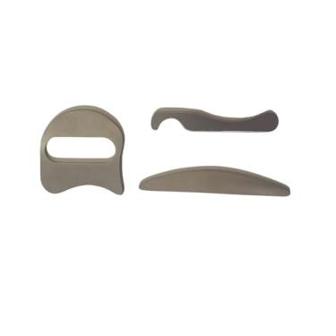 Imagem de Kit 3 Instrumentos De Liberação Miofascial Iastm Massagem Massageador Aço Inox - Gancho Soco - Soqueira - Meia Lua