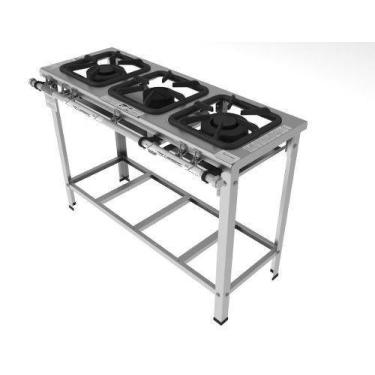 Imagem de Fogão Inox Baixa Pressão Gastromaq Fgi33lm 3 Bocas Mistas