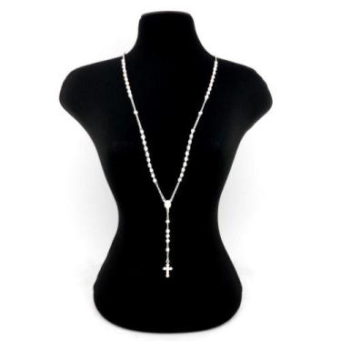 Imagem de Terço Masculino 60cm 3,5mm Largura Folheado Prata GG107 - WNBIJOUTERIA