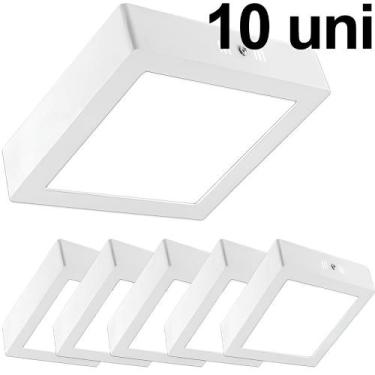 Imagem de Kit 10 Plafon Sobrepor Luminária Led Branco Frio 24W Quadrado - Elgin