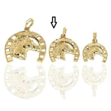 Imagem de Pingente cavalo e ferradura ouro 18k - Elegancy Joias