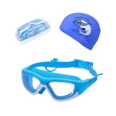 Imagem de Kit Óculos e Touca de Natação Infantil Hero Band Coleção Tibumm, Azul 