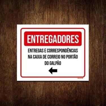 Imagem de Placa Entregadores Galpão Seta Esquerda 36X46 - Sinalizo.Com