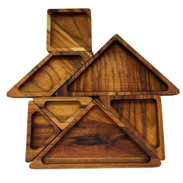 Imagem de Petisqueira Tangram De Madeira Com 7 Peças Para Servir - Le Requena