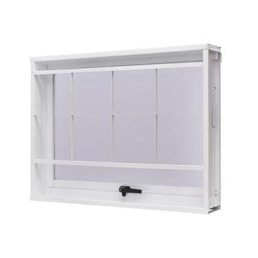 Imagem de Janela de Aço Maxim-Ar 60x80cm com Grade Quadriculada e Vidro Boreal U