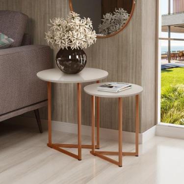 Imagem de Jogo de Mesa Lateral Apoio Canto Jade Kit Sala Estar Sofá - DTH
