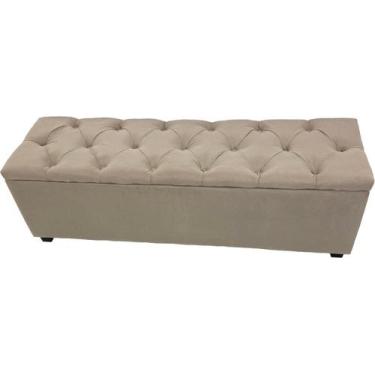 Imagem de Puf Baú Estofado Queen 160x40x45cm Cor Areia - Produto de Alta Durabil