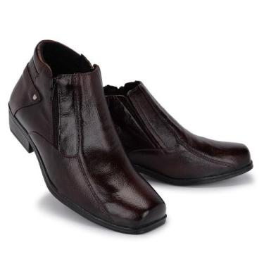 Imagem de Bota Casual Masculina em Couro Modelo Social Com Ziper Lateral Salto B