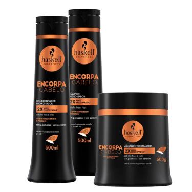 Imagem de Kit Encorpa Cabelo Haskell Shampoo + Condicionador + Máscara (500ml/g)