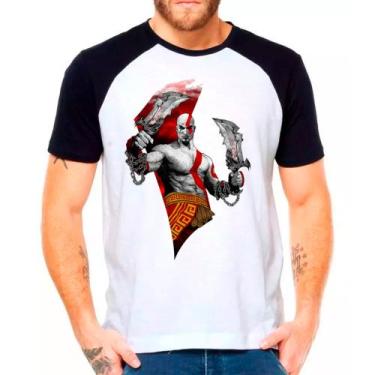 Imagem de Camiseta Masculina Raglan Branca Kratos God of War 08 - DESIGN CAMISET