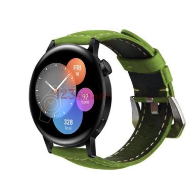 Imagem de Pulseira de Couro para Smartwatch GT3 42mm GT3 46mm - 123Smart, Verde,