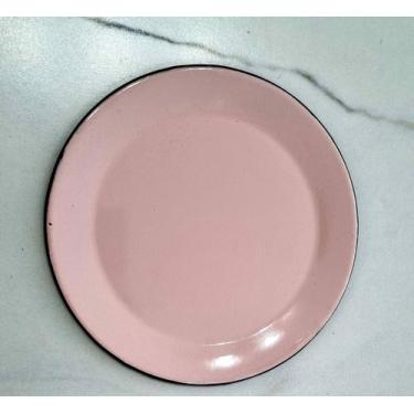 Imagem de 01 Prato Esmaltado Sobremesa  Original Ágata 20cm Cor Rosa Bebê Postag