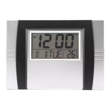 Imagem de Relógio digital LCD de mesa ou de parede c/alarme despertador temperat