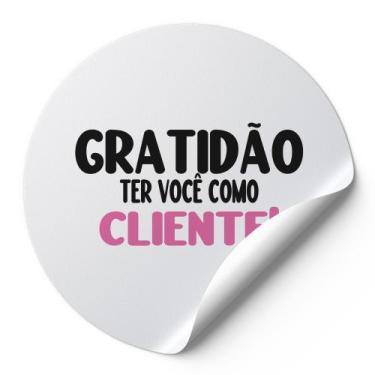 Imagem de 120 Etiquetas Adesivas Gratidão Ter Você Como Cliente Escrita Preto Ro