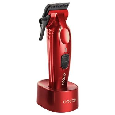 Imagem de Cocco Hyper Veloce Pro Clipper, Digital Gap Ambassador Graphene Taper Blade Professional Hair Clippers, Motor BLDC de Alto Torque, Todo Metal, Sem Fio, Estação de Carregamento Incluída, Vermelho