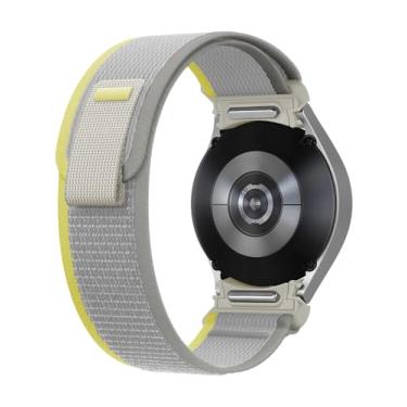 Imagem de Pulseira robusta para Samsung Galaxy Watch 6 5 4 de 40 mm, 44 mm, 42 mm, 46 mm, 43 mm, 5 Pro de 45 mm, pulseira esportiva de nylon macio sem lacunas com um clique para Galaxy Watch 6 5 4, branco leite