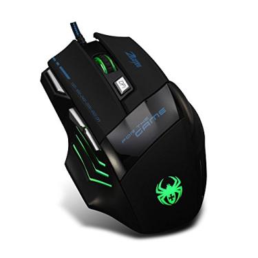 Imagem de Zelotes Mouse óptico de 5500 DPI com 7 botões LED USB com fio para jogos profissionais