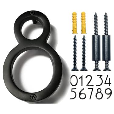 Imagem de NACH Número de Sombra de Endereço de Casa Flutuante, HH-SDW8-BLK-1, Alumínio Preto, 20,32 cm, 8